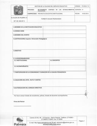 DIRECTRICES SALIDAS PEDAGÓGICAS