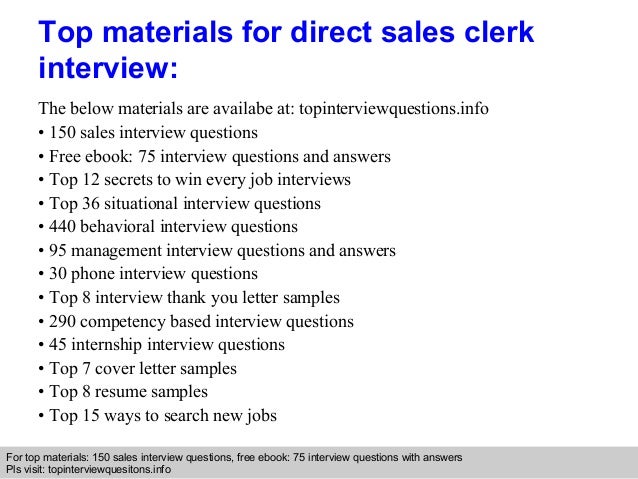 Direct sales clerk interview questions and answers
