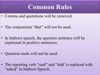 Direct speech and Sndirect speech for Interrogative sentences | PPT