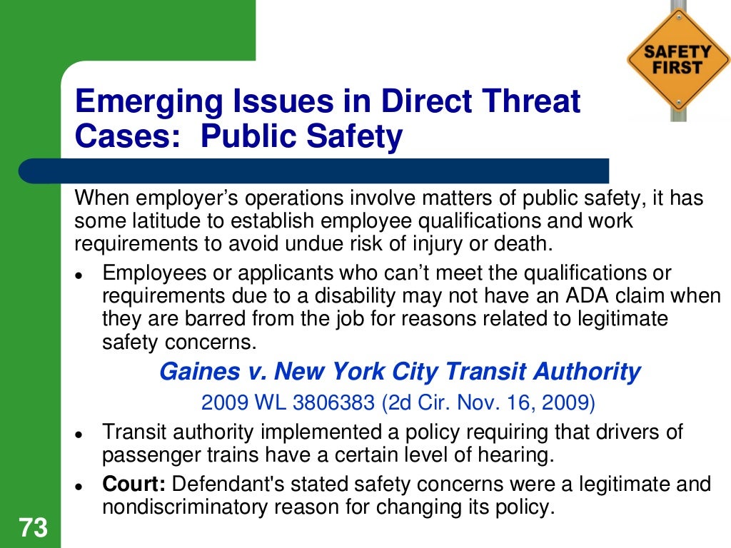 Direct Threat and Safety in the Workplace