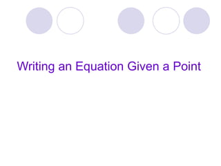 Writing an Equation Given a Point 