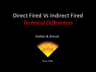 Stelter & Brinck
Since 1956
Direct Fired Vs Indirect Fired
Technical Differences
 