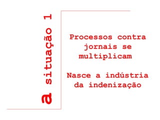 a  situação 1 Processos contra jornais se multiplicam  Nasce a indústria da indenização 