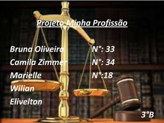 Projeto Minha Profissão
Bruna Oliveira
Camila Zimmer
Marielle
Wilian
Elivelton

N°: 33
N°: 34
N°:18

3°B

 