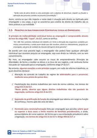 Equipe Priscila Ferreira, Priscila Ferreira
Aula 00
Direito do Trabalho p/ OAB 1ª Fase XXIX Exame
www.estrategiaconcursos.com.br
0
00000000000 - DEMO
 