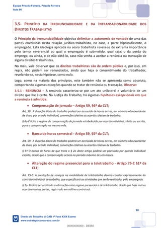 Equipe Priscila Ferreira, Priscila Ferreira
Aula 00
Direito do Trabalho p/ OAB 1ª Fase XXIX Exame
www.estrategiaconcursos.com.br
0
00000000000 - DEMO
 