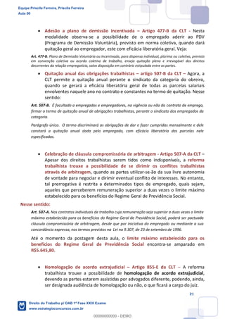 Equipe Priscila Ferreira, Priscila Ferreira
Aula 00
Direito do Trabalho p/ OAB 1ª Fase XXIX Exame
www.estrategiaconcursos.com.br
0
00000000000 - DEMO
 
