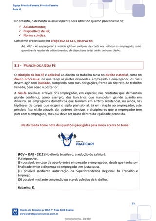 Equipe Priscila Ferreira, Priscila Ferreira
Aula 00
Direito do Trabalho p/ OAB 1ª Fase XXIX Exame
www.estrategiaconcursos.com.br
0
00000000000 - DEMO
 