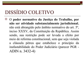 NEGOCIAÇÃO COLETIVA
 As Federações e, na falta desta, as
Confederações representativas de categorias
econômicas ou profissionais poderão celebrar
convenções coletivas de trabalho para reger as
relações das categorias a elas vinculadas,
inorganizadas em Sindicatos, no âmbito de
suas representação (CLT, 611, § 2º).
 