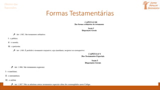 Formas Testamentárias
Direito das
Sucessões
 