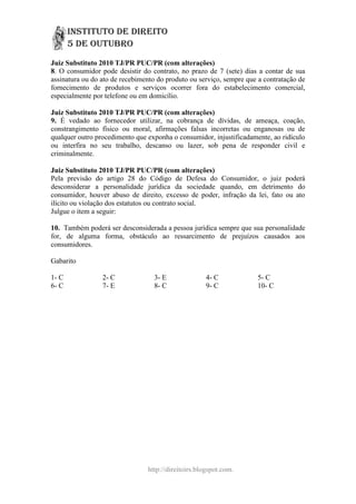 Direito do cosumidor pgdf   questoes