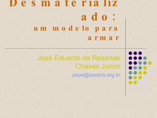Direito do Trabalho Desmaterializado:   um modelo para armar José Eduardo de Resende Chaves Júnior [email_address] 