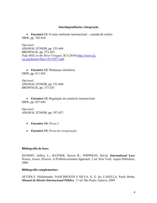 Direito Internacional Público II - Programa da disciplina