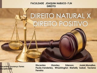 Discentes :Danrley, Ederson, Josiel,Monalisa,
Paula,Vanderley, Whashington Mahelly Isabel, Taciana
Ferreira
Docentes: Lourenço Torres
Disciplina:IED
FACULDADE JOAQUIM NABUCO– FJN
DIREITO
 