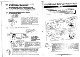 ~

VV"

j~tj'>~~~~~~

CONTAGEM DOS PRAZOS PROCESSUAIS PENAIS
:;é CONTAGEM DOS PRAZOS PENAIS.

lb
lb

PRAZO PENAL: O DIA DO COMEÇO INCLUI-SE
NO CÔMPUTO DO PRAZO

-';;i;:J":tY:

A.~T.11

PRAZO PROCESSUAL PENAL: NÃO SE COMPUTARÁ
NO PRAZO O DIA DO COMEÇO, INCLUINDO-SE, PORÉM,
O DO VENCIMENTO (VIDE ART. 798 E § 1° DO C.P.P. )

FRAÇÕES NÃO COMPUTÁVEIS DA PENA
Art. 11- Desprezam-se, nas penas privativas de liberdade e nas restritivas
de direitos, aS frações de dia, e, na pena de multa, as frações de cruzeiro.

r
:---"...-~

o Art. 10 do CP e o Art. 798 § 1',do C.P.P,
embora diversos, não são de coexistência
inconciliável, pois se justificam em face do
fundamento de política criminal que os
informam no Processo Penal. Quanto mais
longo o prazo ou demorado o seu início,

_----

~.
~~!;'1I'n.LuGO
~ ~O~ ~ ~1'l1l.l'
1
.~
r
t".'1É CONOENO A PENA
PRiVA1i
Do li ",AMD • .DE
VA
ANOS,4 DIA'5,:2 HoRA",
'.0 "'iNUTO € 305,,,,,),,005...

í

O

livi" fiWU',
TI j
W

/-é'''':/

tanto mais beneficiará o réu ...

lb

T

EXEMPLO DE PRAZO PROCESSUAL PENAL:
jJ,IlM.,' l-IojE

i

S!Õ{,ONf)F-

fEiAA~

o <'Ri:Z.O-to;v€ÇA A coAA€ft
f>, PARTiR. D'E. Al"'flNtlÃ J
lE:RÇA~"fe'l'tÃ'.

vou AP€IA~l

''%''.'-

J~

ASI'!;l,.

-Por que o prazo

começará a correr a

partir de terça?
Porque é de natureza
processual...

Art. 798 - Todos os prazos correrão em
cartório e serão contínuos e
peremptórios, NÃO SE INTERROMPENDO POR FÉRIAS, DOMINGOS E
FERIADOS.

W
i::~

tu 'fE CON.DENO fi.
VAGAR íREz,(iNT05 b TRiNTA
I? UM B€AiS E ci.NCC6NTA E
"'fRE-'S Cf,NTAVOS Dé
MuLTA .. '

~ i~ !I~~
~~

~u~

I

No processo penal, os prazos são fixados em minutos, horas, dias, meses
e até mesmo anos. (...) Para se saber como se contam os prazos, urge
indagarquaJ a unidade-tempo real fixada em lei para a realização do ato.
Quando fixada em dias, e o mais freqüente (...) observar-se-á a regra do
§ 1° do Art. 125 do Código Civil, aplicável por analogia. Se o prazo for
inferior a 24 horas, obedecido será o Código Civil.

I

1'-,"-

~
1:t>

-

~

-

:-=s:: 3~

J

... Também são desprezadas nas penas de multa aplicadas, fixadas
em dias-multa, as frações de cruzeiro. Embora a lei, na época de sua
elaboração, se referisse à moeda vigente há que se fazer uma
interpretação progressiva. Extintos o cruzeiro antigo e o cruzado, o
noVO cruzeiro e o cruzeiro real, o real é a unidade monetária nacional,
devendo ser desprezados os centavos, fração da nova moeda
brasileira.

e

58

l-J

59

 