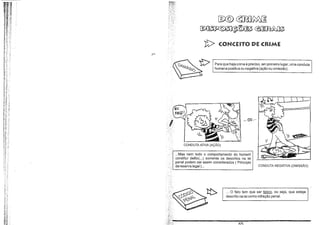 @:@~
L.:;:.#U~~Jl.1'<';:r~O~@[]~

p

CONCEnO DE (RIME

"
Para que haja crime é preciso, em primeiro lugar, uma conduta
humana positiva ou negativa (ação ou omissão).

.., OU."

~CONDUTA ATIVA (AÇÃO)

...Mas nem todo o comportamento do homem
constitui delito(...) somente os descritos na lei
penal podem ser assim considerados ( Principio
da reserva legai )...

CONDUTA NEGATIVA (OMISSÃO)

. O fato tem que ser típico, ou seja, que esteja
descrito na lei como infração penai.

.~;

h"

 