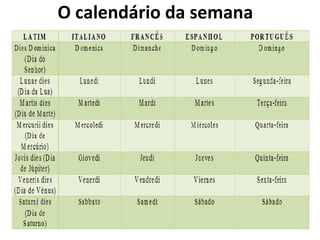 O calendário da semana 