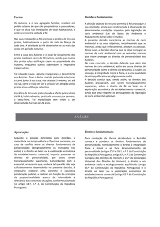 Decisões e fundamentos:
 