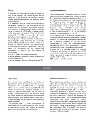 Decisões e fundamentos:
 