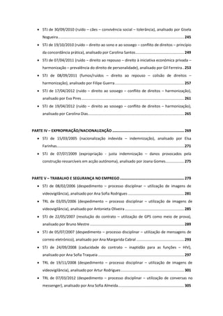 245
249
253
257
261
265
PARTE IV – EXPROPRIAÇÃO/NACIONALIZAÇÃO ............................................................................269
271
275
PARTE V – TRABALHO E SEGURANÇA NO EMPREGO....................................................................279
281
285
289
293
297
301
305
 