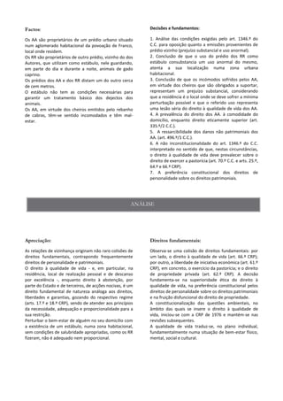 Decisões e fundamentos:
 