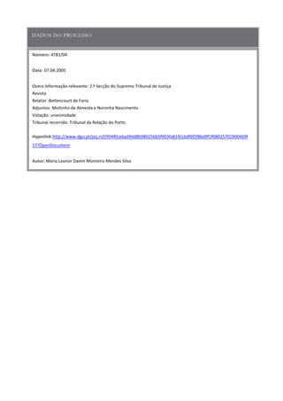 Número:
Data
Outra informação relevante
Hyperlink
Autor:
 