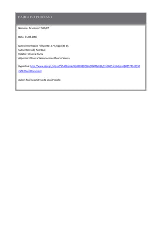 Número:
Data
Outra informação relevante
Hyperlink
Autor:
 