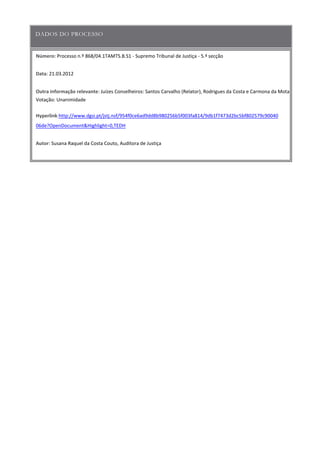 Número:
Data
Outra informação relevante
Hyperlink
Autor
 