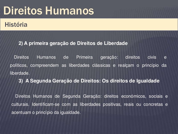 Identifique As Três Gerações De Direitos Humanos