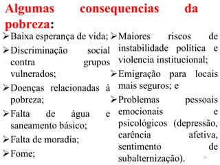 Algumas consequencias da
pobreza:
29
 