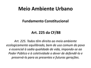 VIII. Meio Ambiente1. Classificação do meio ambiente1.1. Meio ambiente natural1.2. Meio ambiente artificial1.3. Meio ambiente cultural1.4. Meio ambiente do trabalho