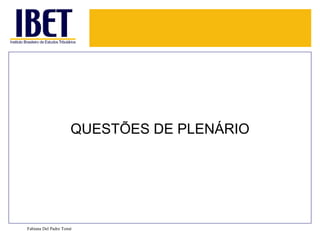 QUESTÕES DE PLENÁRIO Fabiana Del Padre Tomé 