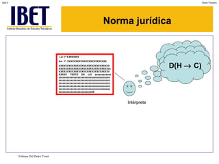 IBET                                                                                             Direito Tributário




                                                                Norma jurídica


                                Lei nº 5.555/2003
                                Art. 1º. XXXXXXXXXXXXXXXXXXXXXXXX
                                XXXXXXXXXXXXXXXXXXXXXXXXXXXXXXX
                                XXXXXXXXXXXXXXXXXXXXXXXXXXXXXXxx
                                                                                      D(H → C)
                                XXXXXXXXXXXXXXXXXXXXXXXXXXXXXXX
                                XXXXX TEXTO DA LEI ssssssssssss
                                xxxxxxxxxxxxxxxxxxxxxxxxxxxxxxxxxxxxxx
                                xxxxxxxxxxxxxxxxxxxxxxxxxxxxxxxxxxxxxx
                                xxxxxxxxxxxxxxxxxxxxxxxxxxxxxxxxxxxxxx
                                xxxxxxxxxxxxxxxxxxxxxxxxxxxxxxxxxxxxxx
                                xxxxxxxxxxxxxxxxxxxxxxxxxxxxxxxxssssss
                                ssssssssssssssssssssssssSS



                                                                         Intérprete




       Fabiana Del Padre Tomé
 