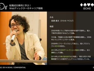 CONFIDENTIAL (C) 2015 DCHS
Webディレクターの実績を可視化する方法
2
自己紹介
自己紹介
 