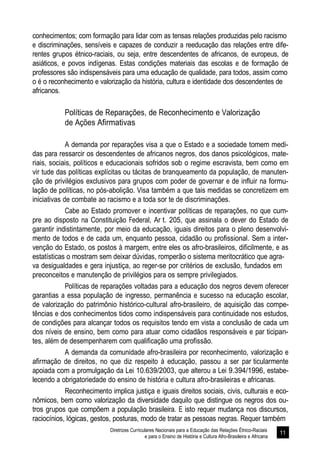 Diretrizes Curriculares Nacionais para a Educação das Relações Étnico-Raciais 