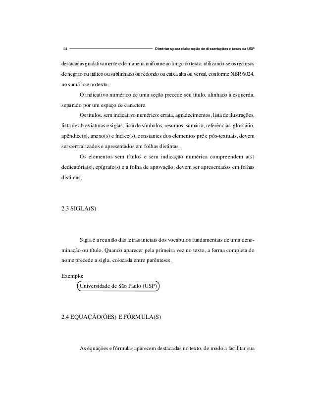 Diretrizes para apresentacoes de dissertacoes e teses da usp