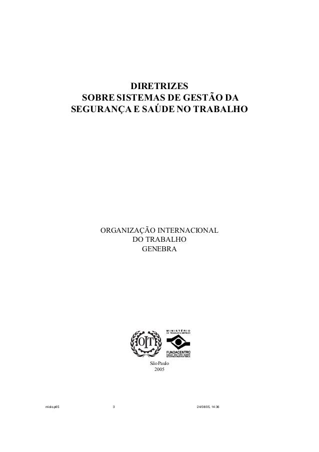 Diretrizes da OIT sobre gestão de segurança e saúde no Diretrizes da OIT sobre gestão de segurança e saúde no