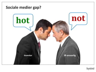 Sociale medier gap?
Investor IR-ansvarlig
hot not
 