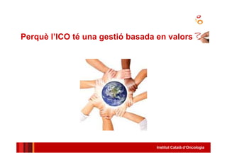 Institut Català d’Oncologia
Perquè l’ICO té una gestió basada en valors
 