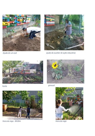 Ajuda de um avô ajuda da auxiliar de ação educativa
girassolhorta
Hora da rega - 8h30m Hora da rega
 