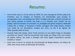 Diário de Anne Frank Ana 6ºC