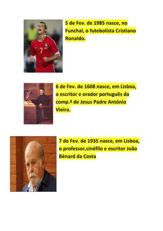 Diário de efemérides de Fevereiro