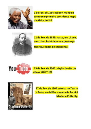 Diário de efemérides de Fevereiro