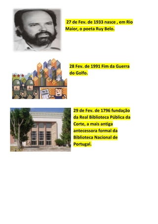 Diário de efemérides de Fevereiro