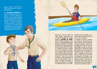 Vejamos, então, os tipos de re-
                               -
uniões que resultam de combina
ções diferentes:

Há a Reunião da Equipa! Esta
é fácil… Os elementos da Equipa
reúnem no Canto da Equipa, no
                                 r,
Abrigo, ou noutro sítio qualque
sob a coordenação do Gui   a ou do
Sub-guia para tratar de assuntos
relativos a interesses individuais
                                   .
 de cada Pioneiro ou da Equipa
 As decisões são tomada    s demo-
                                   .
 craticamente, ou seja por maioria
 Reúnem sempre que for necessário,
 mas pelo menos semanalmente.



                                       Quando se reúnem os Guias de         Também é neste Conselho que o
                                       cada Equipa, juntamente com          Guia recebe as informações para
                                       o Chefe de Unidade, à reunião        levar para a sua Equipa.
                                       chama-se Conselho de Guias.          O Conselho de Guias é dirigido
                                       Podem também participar os Sub-      pelo Guia da Comunidade (um
                                       -Guias e os restantes elementos da   Guia escolhido pela Comunidade
                                       Equipa de Animação. O Conselho       de entre os Guias). Quando não
                                       de Guias é uma reunião que acon-     está designado o Guia da Comuni-
                                       tece pelo menos de 15 em 15 dias.    dade dirige a reunião um Guia es-
                                       O Conselho de Guias é respon-        colhido para a ocasião. Esta tarefa
                                       sável pela resolução dos proble-     deve rodar entre os elementos do
                                       mas e assuntos gerais de toda a      Conselho de vez em quando. Du-
                                       Comunidade e pela manutenção         rante o Conselho de Guias deve
                                       da honra da Comunidade, nomea-       haver um Guia que faça a função
                                       damente. É aqui que se tomam         de Secretário do Conselho para
                                       as decisões mais importantes da      que	todas	as	decisões	fiquem	regis-
                                       vida do Comunidade e onde os         tadas, de forma a não haver es-
                                       Guias de Equipa transmitem a         quecimentos. Esta também deve ser
                                       opinião e as ideias da sua Equipa    uma função rotativa entre todos os
                                       aos restantes Guias e ao Chefe.      membros do Conselho de Guias.

                                                                                                                  27
 