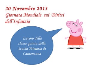 20 Novembre 2013
Giornata Mondiale sui Diritti
dell’Infanzia
Lavoro della
classe quinta della
Scuola Primaria di
Laurenzana

 