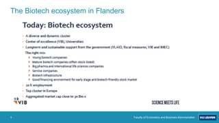 Faculty of Economics and Business Administration9
The Biotech ecosystem in Flanders
 