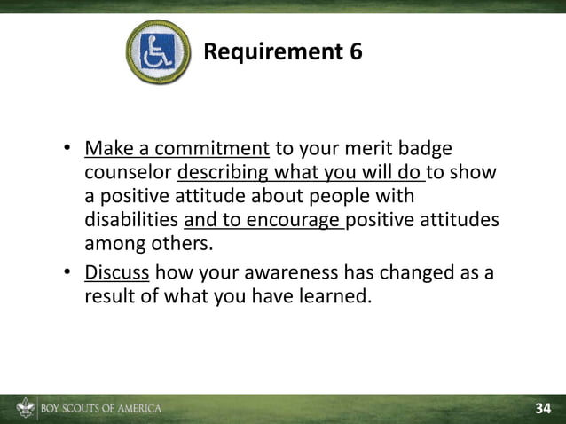 Disabilities Awareness Merit Badge