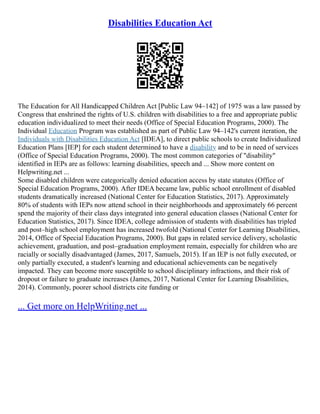 Disabilities Education Act | PDF