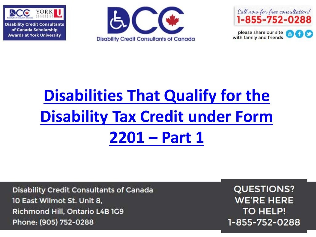 Disabilities That Qualify for the Disability Tax Credit under Form 2201